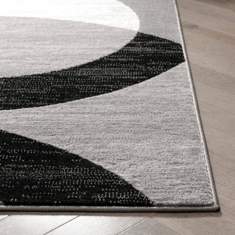 Gray Geometric Flat Woven Runner Rug with Jute Backing