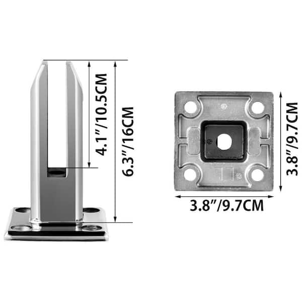 VEVOR Glass Railing Clamp 4 PCS Glass Railing 3.8 x 3.8 x 6.3 in. Glass Clamp for Glass Thickness 3/10 in. to 1/2 in., Silver