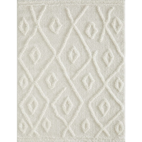 LOOMAKNOTI Vemoa Avonako Cream 5 ft. 3 in. x 7 ft. 3 in. Geometric Polyester Area Rug