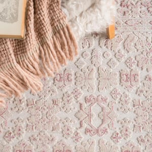 Fables Pink 5 ft. x 7 ft. 6 in. Damask Rectangle Rug