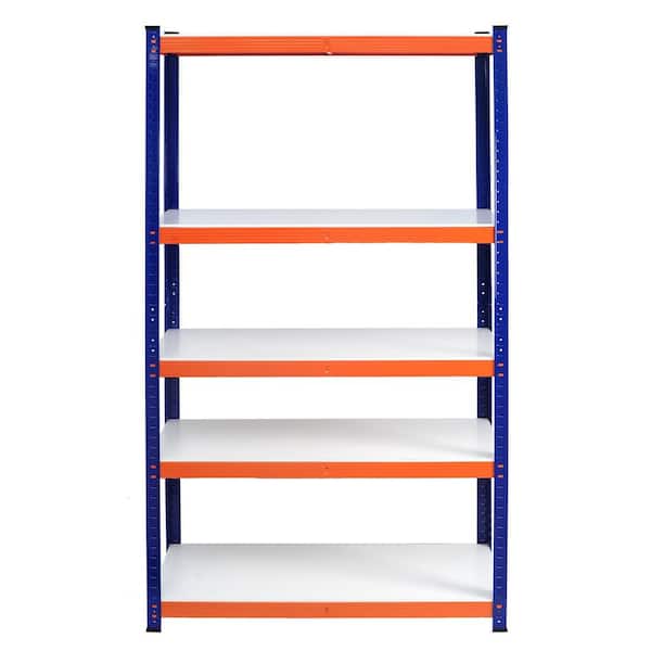 Otryad 5-Shelf Metal Pantry Organizer with Adjustable Height, 2000 lb. Capacity Multipurpose Kitchen Storage Utility Rack-Blue