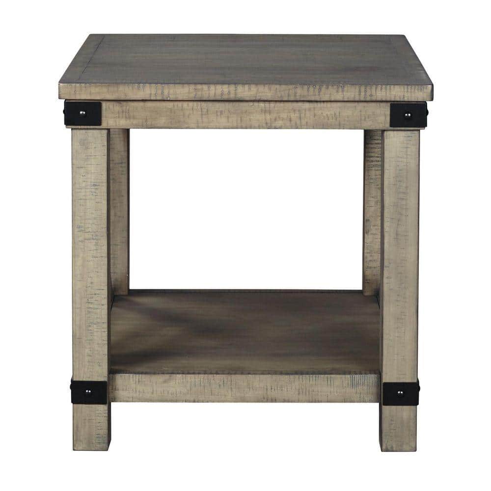 Gray Farmhouse Crossbuck End Table with Open Shelf