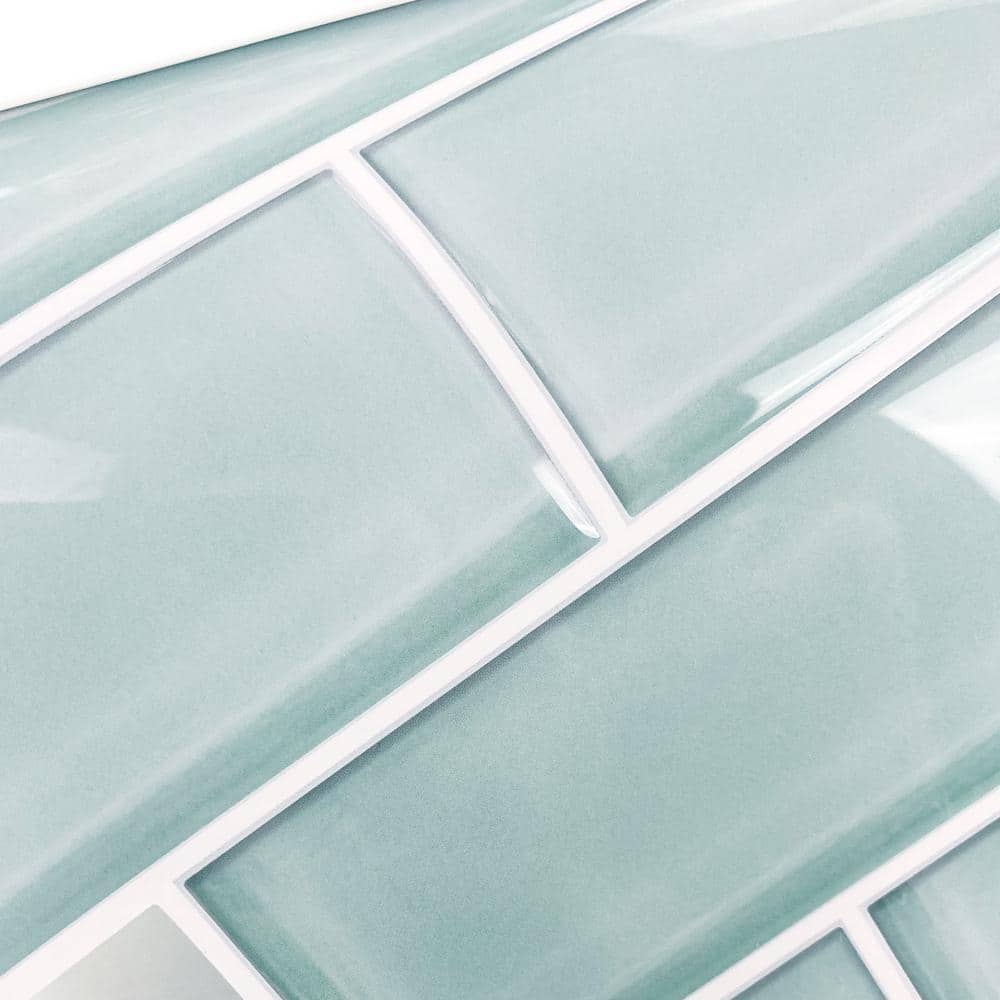 Aqua Seaglass 12" x 14" Peel and Stick Subway Tile