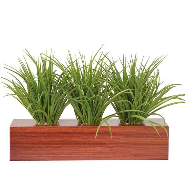 VINTAGE HOME 12 in. Tall Plastic Grass Artificial Indoor/ Outdoor Faux Dcor in Wooden Pot