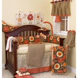 Peggy Sue 8-Piece Brown Multi Color Floral Crib Bedding Set