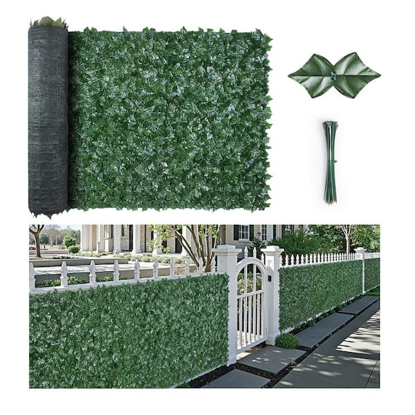 Artificial Green Wall 96 in. x 72 in. Plastic Ivy Privacy Garden Fence Screen Greenery Faux Hedges Vine Leaf