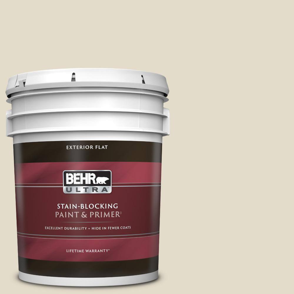 BEHR ULTRA 5 gal. PPU716 Vintage Linen Flat Exterior Paint & Primer