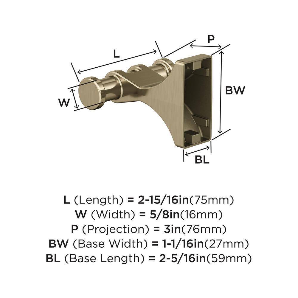 Golden Champagne Double Prong Wall Mounted Robe Hook