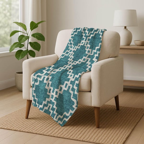 Premium Machine Washable ASB902 Teal 50 in. x 70 in. Sherpa Throw Blanket