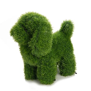 19 in. Green Artificial Turf Topiary Dog