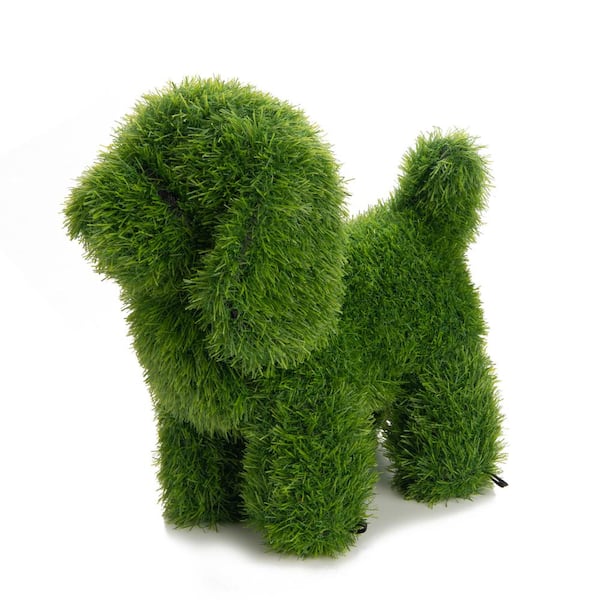 NATURAE DECOR 19 in. Green Artificial Turf Topiary Dog
