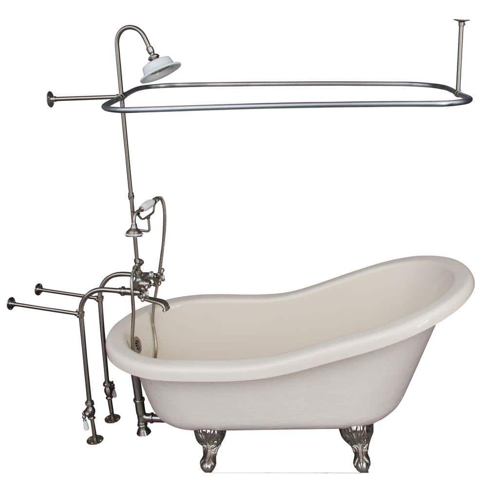 Barclay Products 5 ft. Acrylic Ball and Claw Feet Slipper Tub in Bisque with Brushed Nickel Accessories -  TKATS60-BBN4