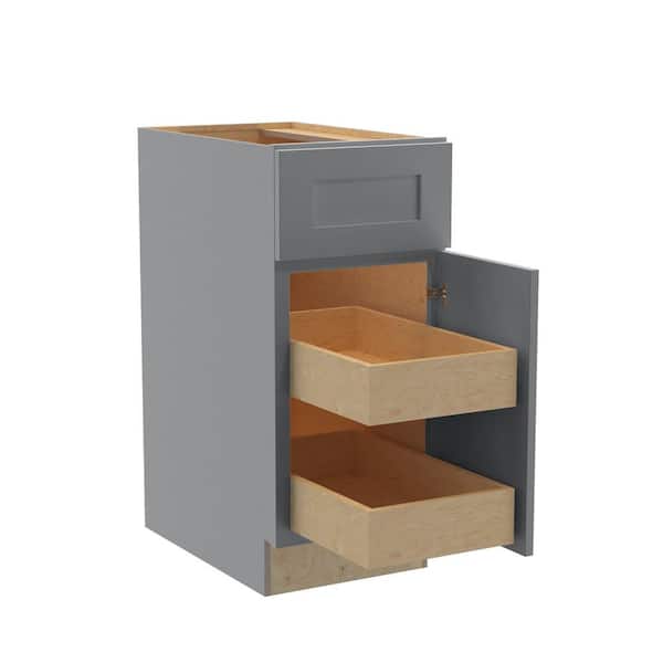 Home Decorators Collection Newport 15 in. W x 24 in. D x 34.5 in. H Assembled Plywood Base Kitchen Cabinet in Pearl Gray with 2ROT Soft Close RH