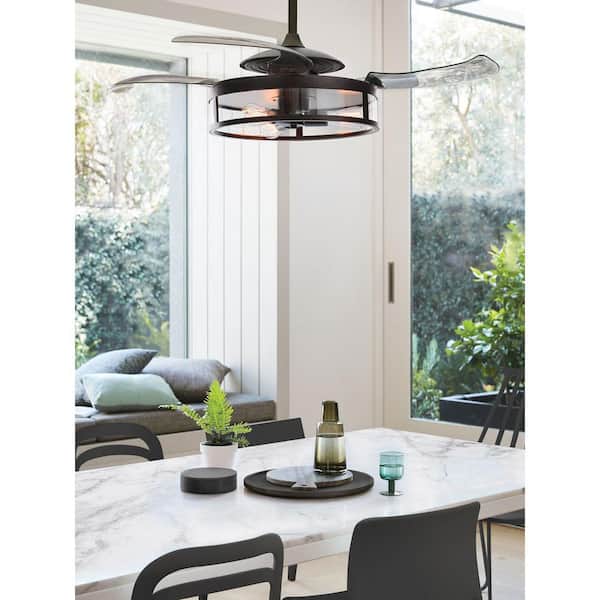 Classic Antique Black and Smoke Retractable 4-Blade 48 in. 3-Light AC Ceiling Fan