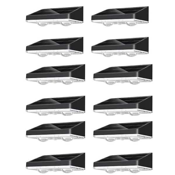 12-Pack Solars Deck Light, Warm White Color, Outdoor Bulb Waterproof Led IP65, Power Patio Lamp with Lenses in (Black)