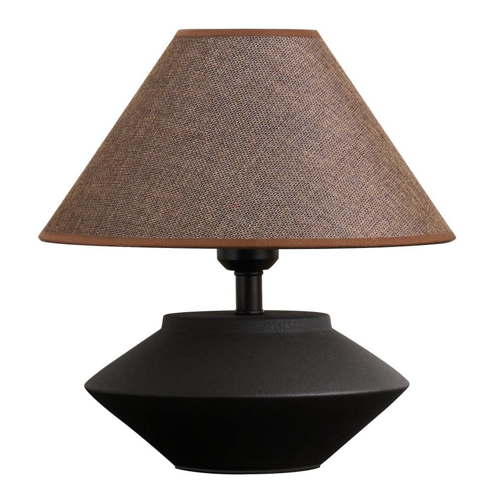 12.6 in. 1-Light Black UFO-Shaped Geometric Ceramic Table Lamp with Textured Brown Linen Shade & Easy-Use On/Off Switch price history on PriceWatchPro