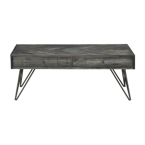 Coast to Coast Accents Aspen Court 47 in. Herringbone Large Rectangle Wood Coffee Table with Drawers