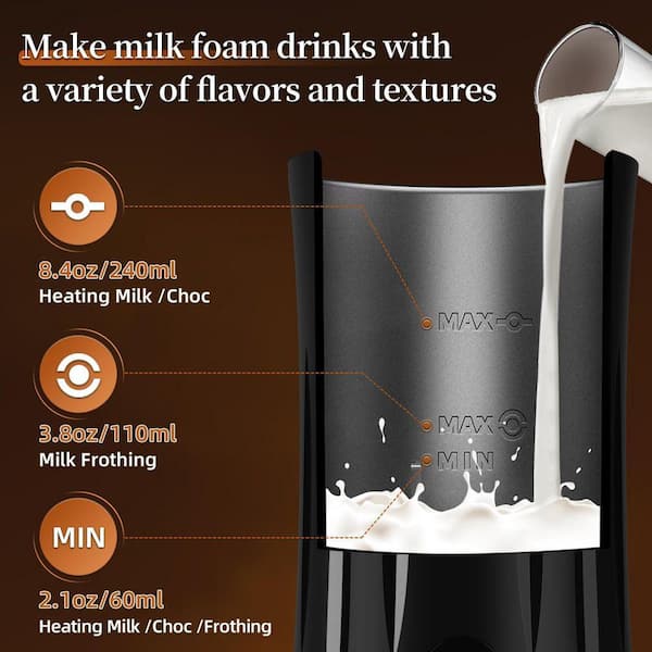 JFVKAF 4-in-1 Electric Milk Frother and Steamer for Coffee, Hot or