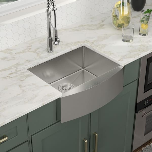 16-Gauge Stainless Steel 24 in. Single Bowl Apron Front Farmhouse Kitchen Sink with Bottom Grid and Strainer