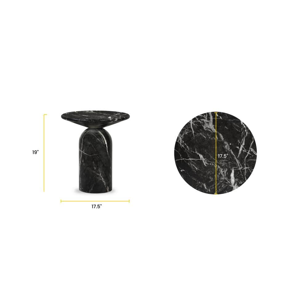 Wels 17.5 in. Black Marble End Table - thumbnail 2