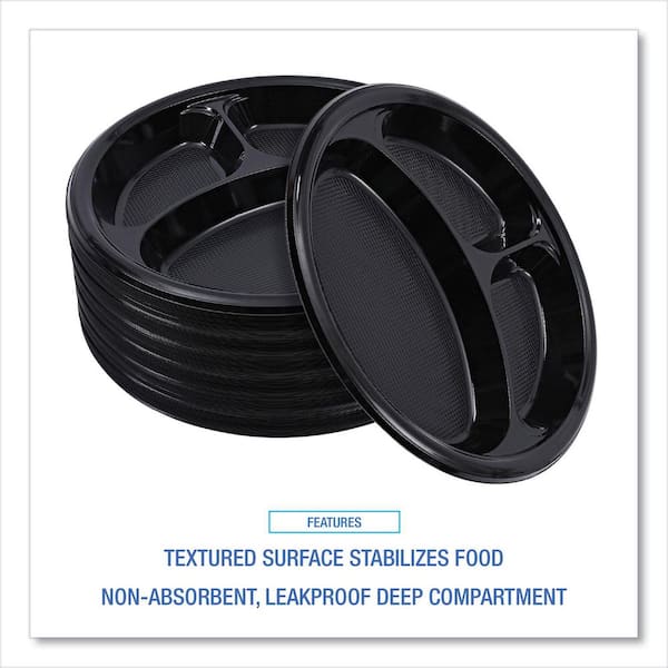 Boardwalk Hi-Impact 10 in. Black, Disposable Plastic Plates, 3