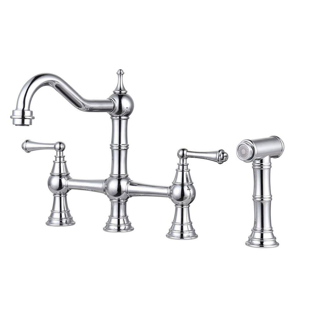 Vintage Double Handle Bridge Kitchen Faucet with Side Sprayer in Polished Chrome price history on PriceWatchPro