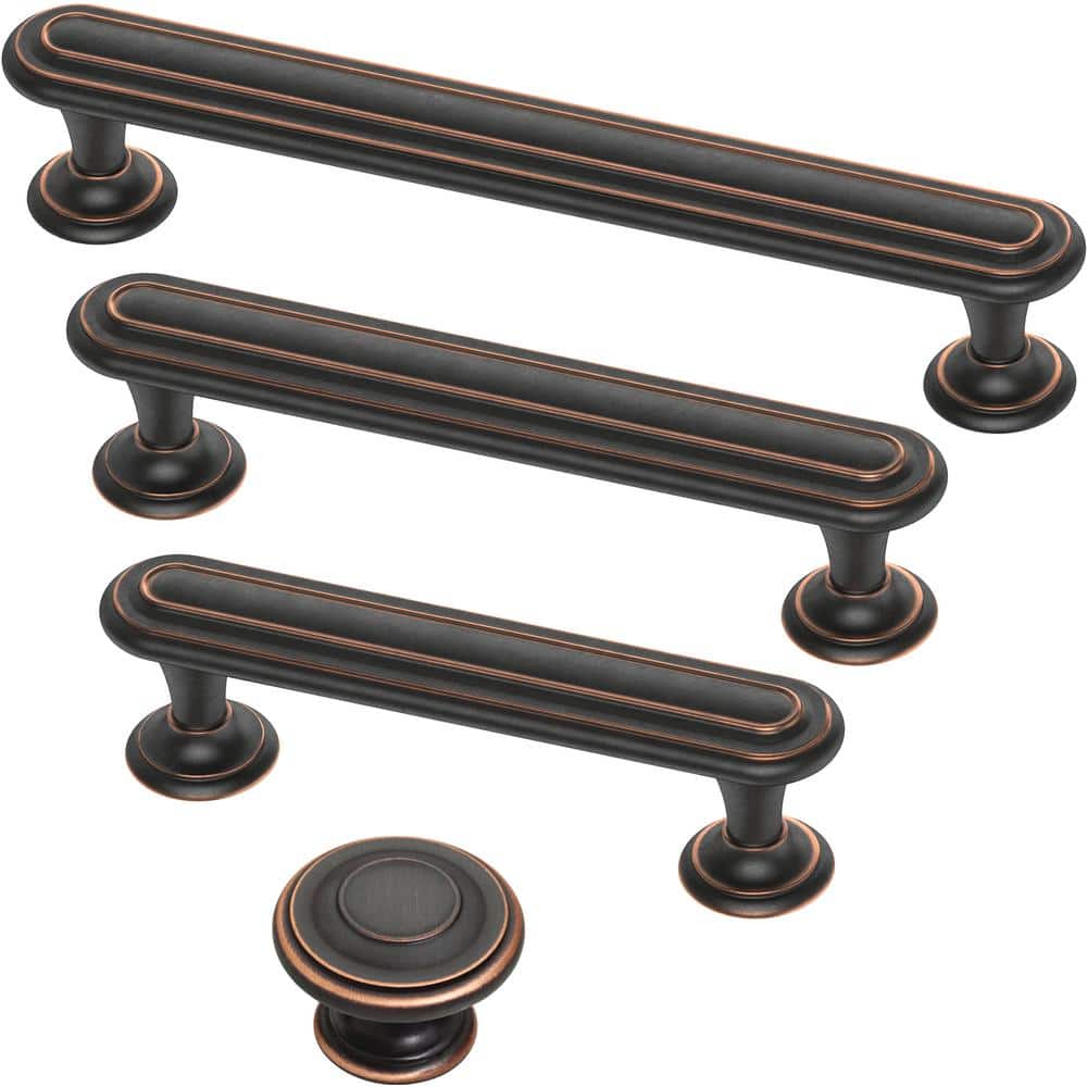 Bronze and Copper Round Cabinet Knob with Mounting Hardware