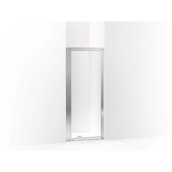 Attend 30 in. W x 69 in. H Pivot Framed Shower Door in Bright Silver