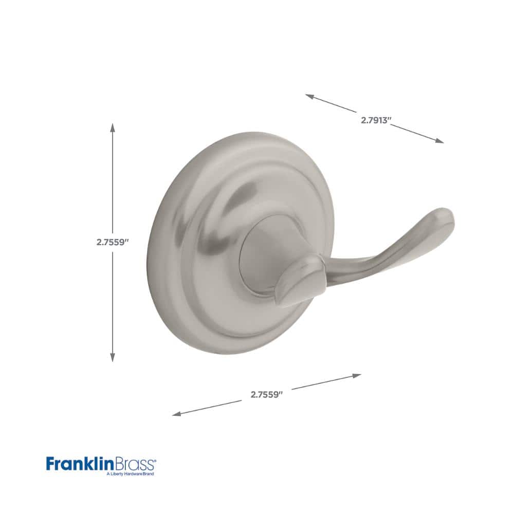 Brushed Nickel Wall Mounted Single J-Hook Robe Hook