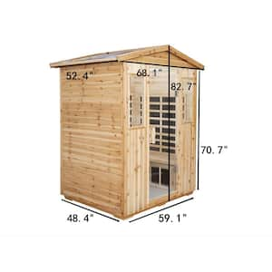 4-Person Outdoor Sauna Far Infrared Sauna 8 Low EMF Heaters, Wooden Sauna 2050W, Old Fir