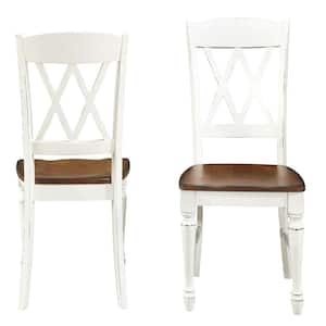 Rubbed White Wood Double X-Back Dining Chair (Set of 2)