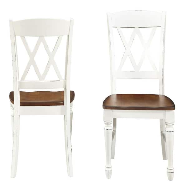 HOMESTYLES Rubbed White Wood Double X-Back Dining Chair (Set of 2)