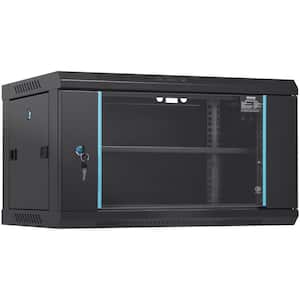 8.9×16.4×12.9in. Black 1 Tier Deep Server Rack Cabinet Enclosure Ground-mounte Load with Locking Glass Door Side Panel