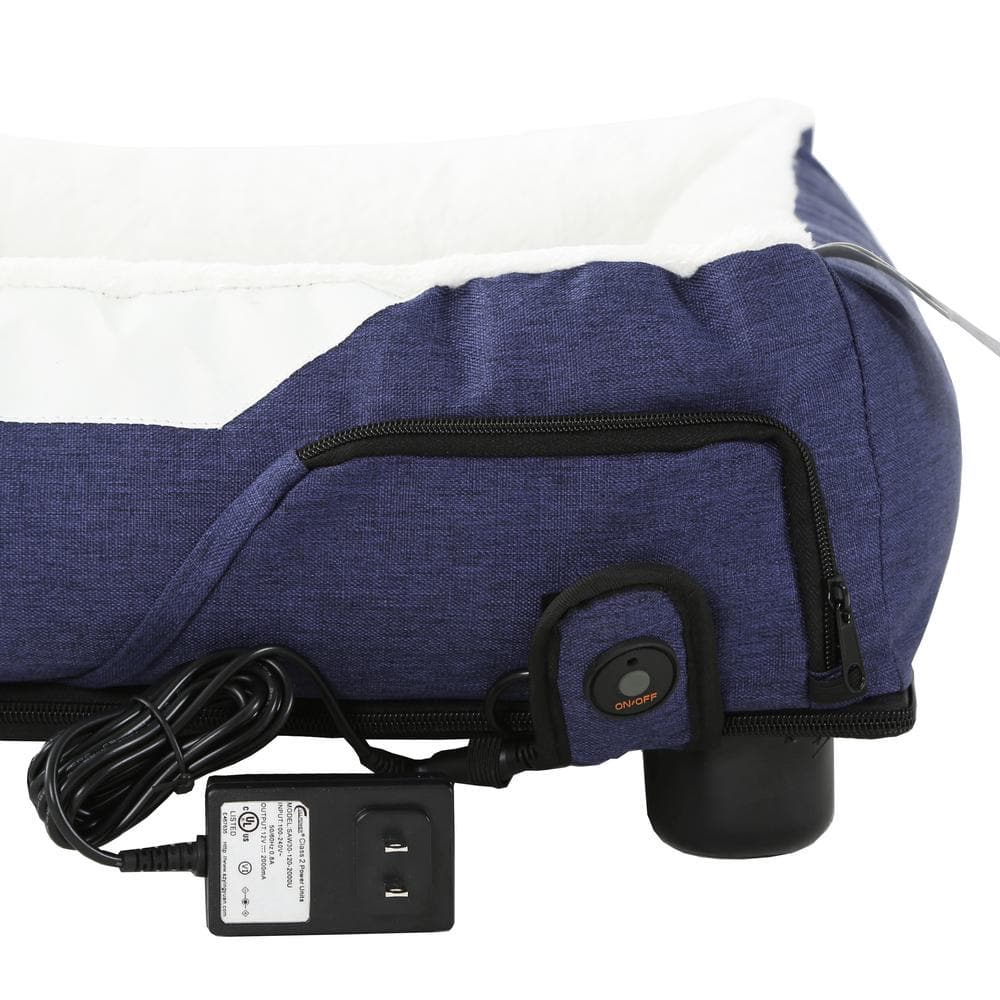Medium Blue Faux-Fur Electronic Heating and Cooling Pet Bed