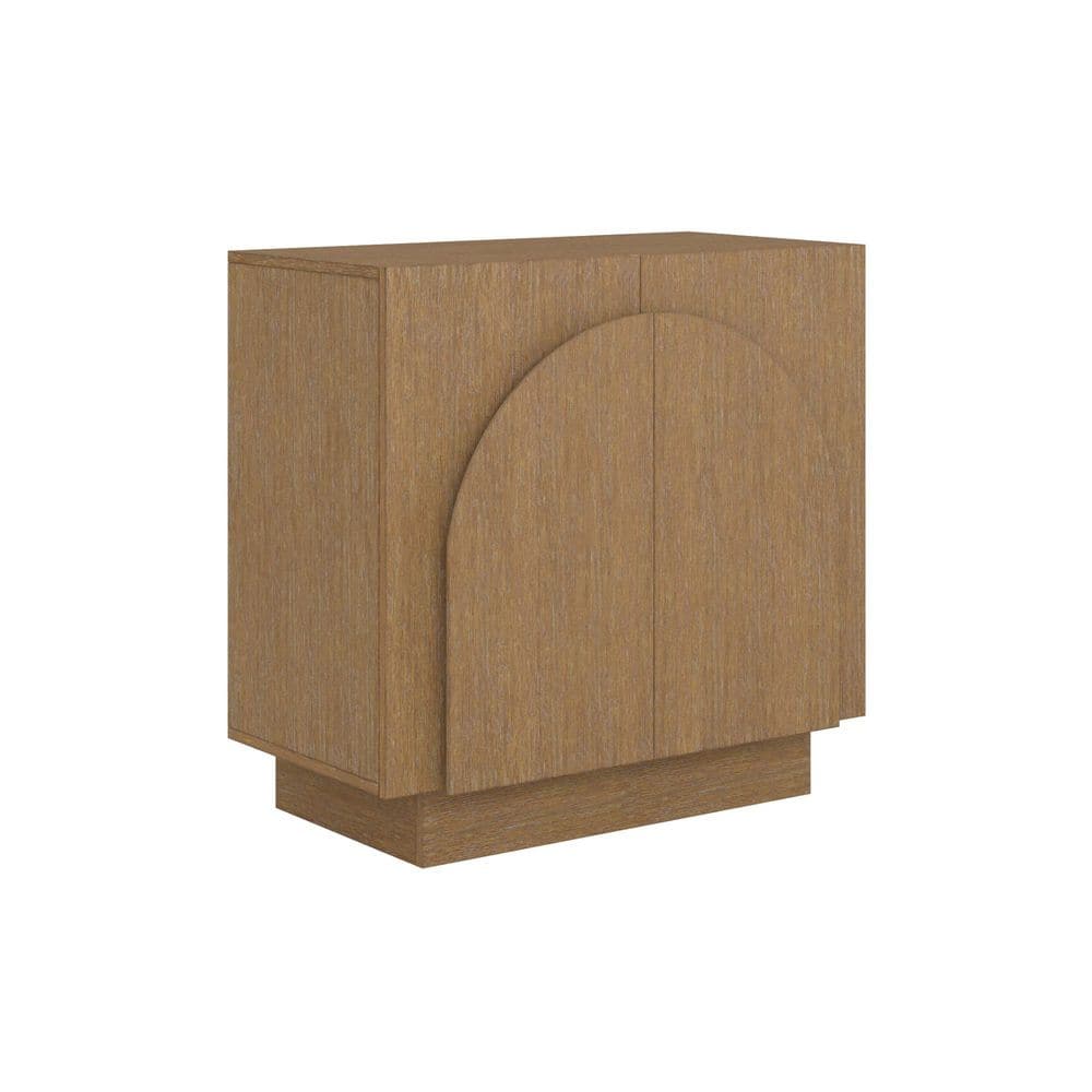 Iris Light Brown Wood Storage Cabinet Set with Arched Doors
