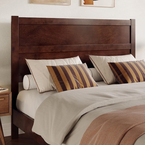 Aveline Walnut Brown Queen Wood Panel Headboard