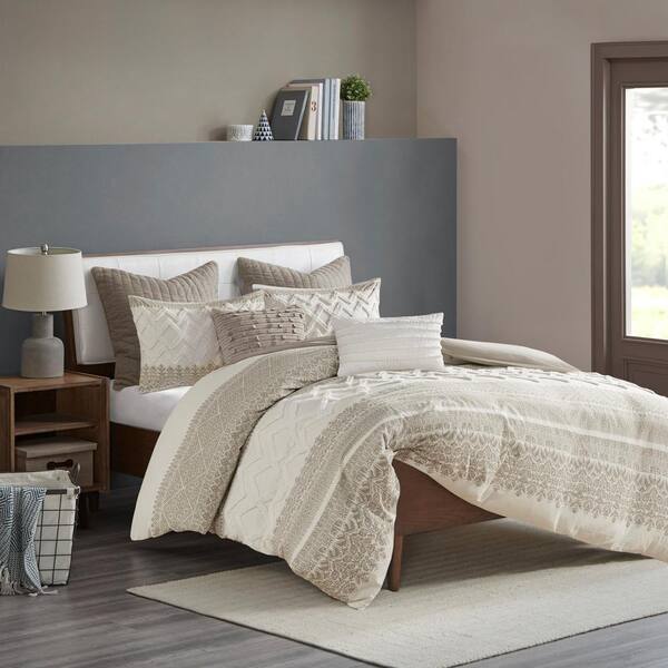 Ink Ivy Mila 3 Piece Taupe Print Cotton, Cal King Bedding Collections