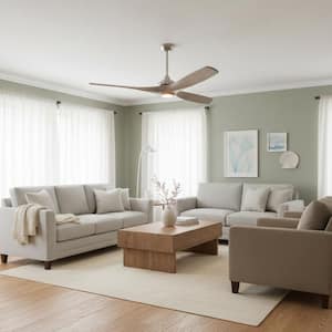 Aviation 60 in. Indoor Brushed Nickel and Ash Maple Ceiling Fan with Remote Control
