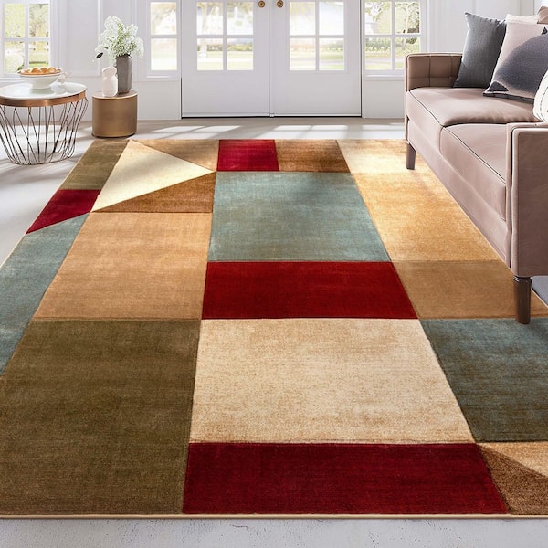 Good Vibes Marcia Modern, Geometric Blocks, Multi 7 ft. 10 in. x 9 ft. 10 in., Area Rug