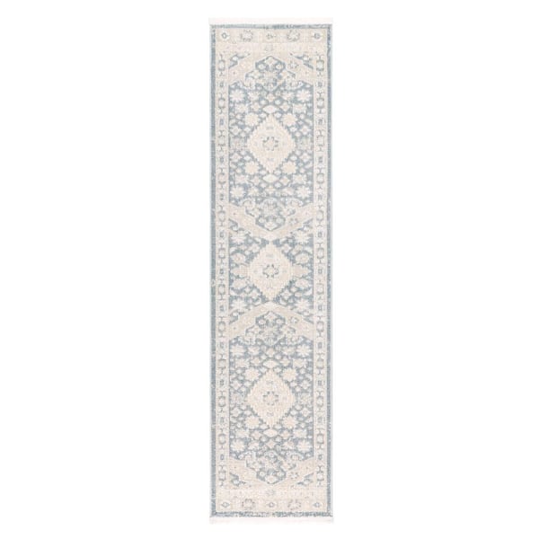 TOWN & COUNTRY LIVING Everyday Rein Center Medallion Blue Beige 2 ft. x 7 ft. Machine Washable Area Rug