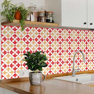 Red and Yellow K29 8 in. x 8 in. Vinyl Peel and Stick Tile (24-Tiles, 10.67 sq. ft./pack)