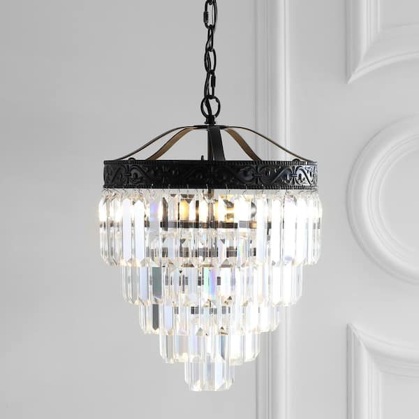 JONATHAN Y Wyatt 12 in. 2-Light Bronze/Clear Crystal Chandelier