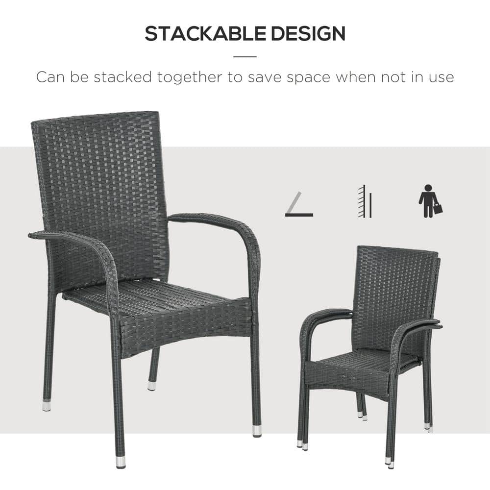 Cream White Cushioned Wicker Outdoor Dining Chairs, Set of 2