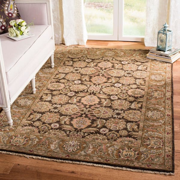 Old World 6 ft. x 9 ft. Dark Brown/Gold Ornate Area Rug