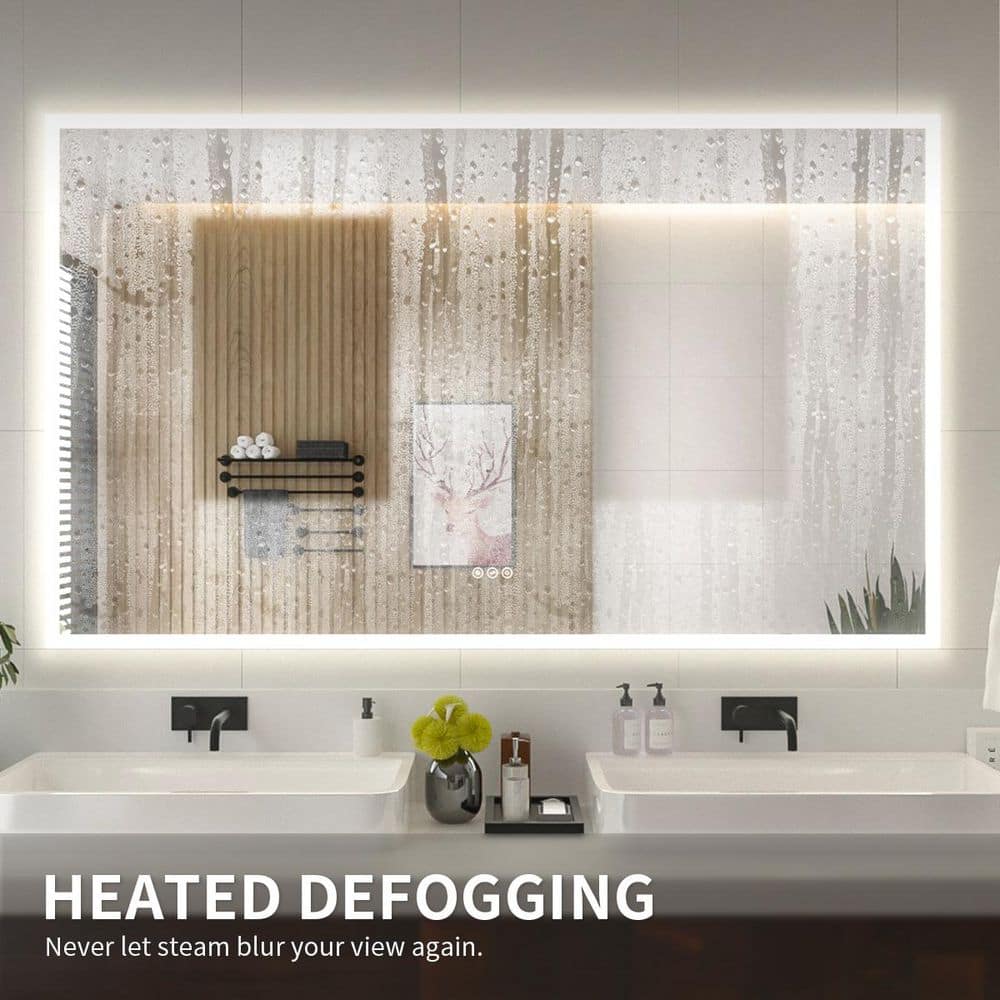 Clear 60" x 36" Frameless LED Bathroom Vanity Mirror