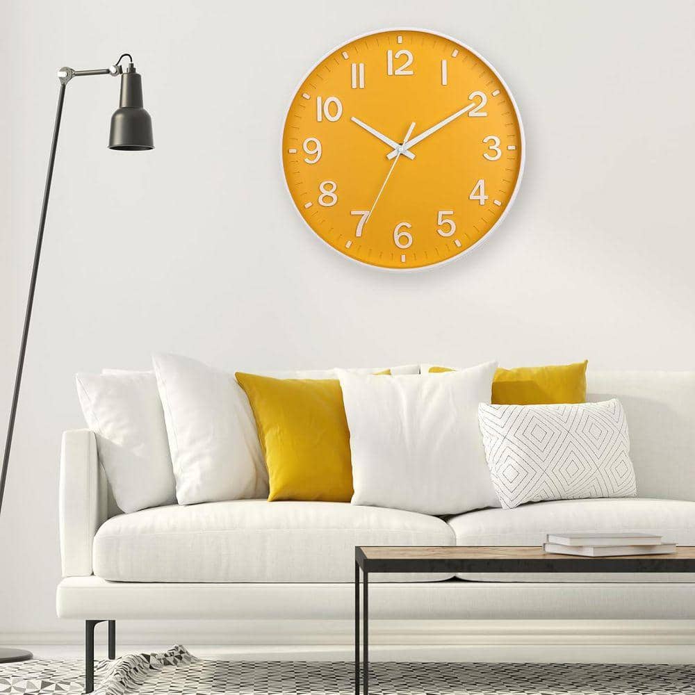 12 in. Daffodil Silent Non-Ticking Modern Wall Clock YA6X26 - The