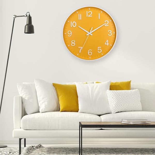 12 in. Daffodil Silent Non-Ticking Modern Wall Clock YA6X26 - The