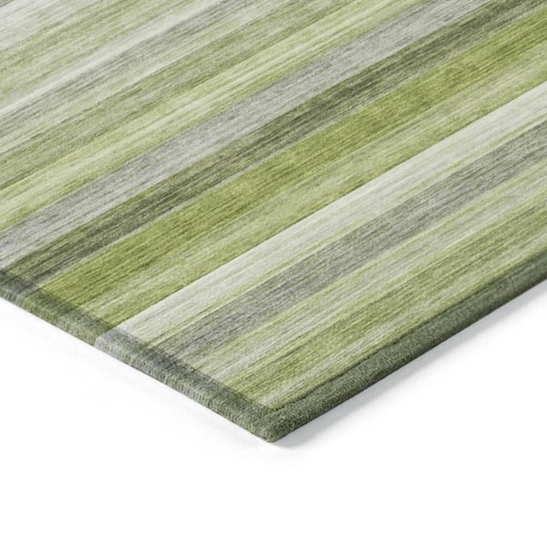 Fern Green 10 ft. x 14 ft. Woven Striped Polyester Rectangle Indoor/Outdoor Area Rug