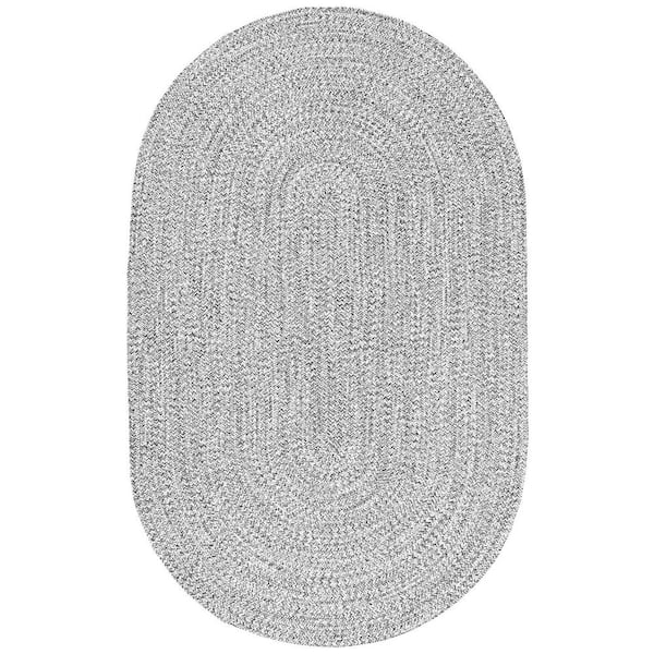 Lefebvre Casual Braided Salt & Pepper 8 ft. x 10 ft. Indoor/Outdoor Oval Patio Rug