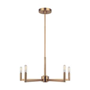 Fullton Modern 5-Light Indoor Dimmable Satin Brass Gold Chandelier